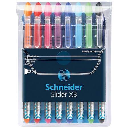 Schneider Pen Slider Basic XB Ballpoint Pen Viscoglide Ink, 1.4 mm, 8-Colors 151298